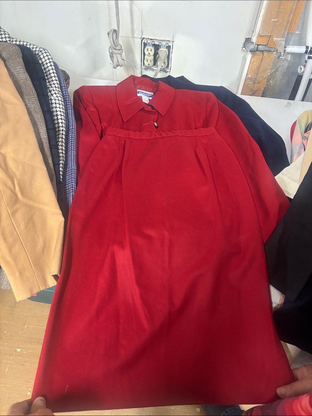 Pendleton Bright Red Wool Coat with Gold Button